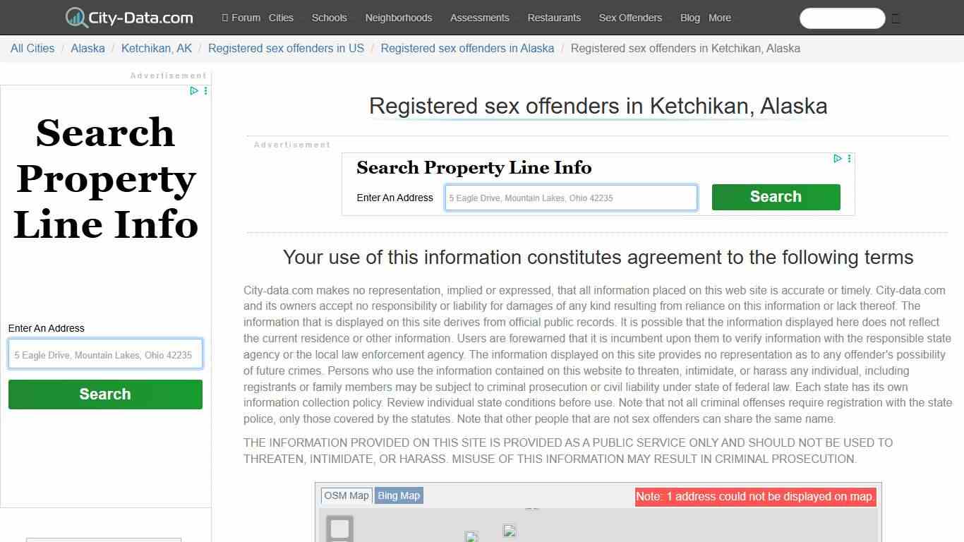 Registered sex offenders in Ketchikan, Alaska - crimes listed, registry-based, living in this city